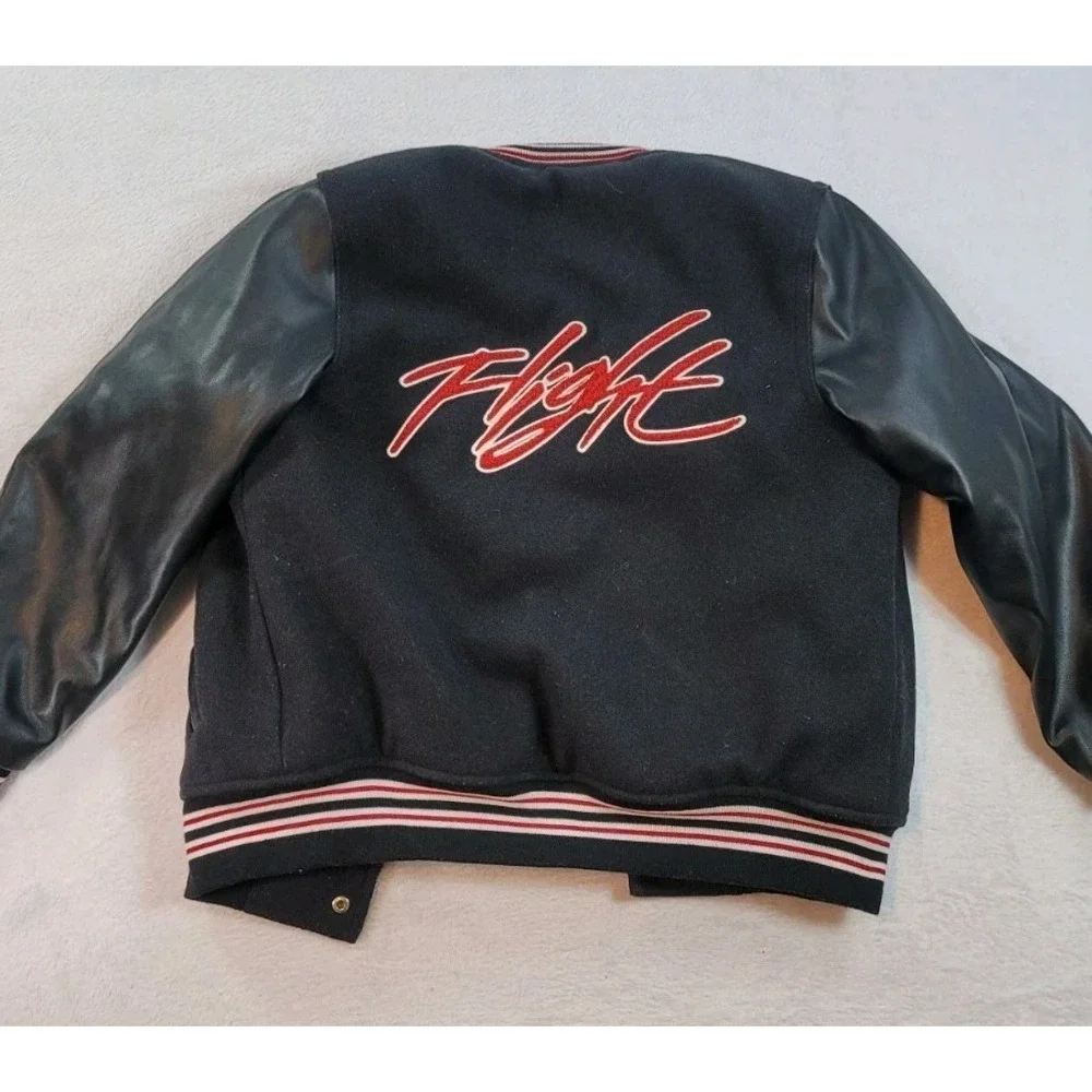 Vintage Air Jordan YM‎ Varsity Flight Black Red Jump Basketball JACKET Nike